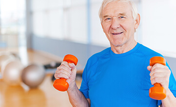 Senior citizen exercising