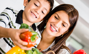 Mother and Child cooking together