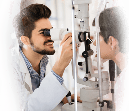 Optometrist performing exam