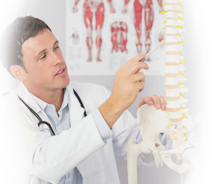 Physician points to vertebrae